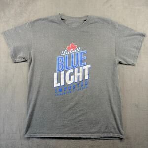 Labatt Blue Light T-Shirt Men Large Gray Short Sleeve Imported Beer Shirt Canada